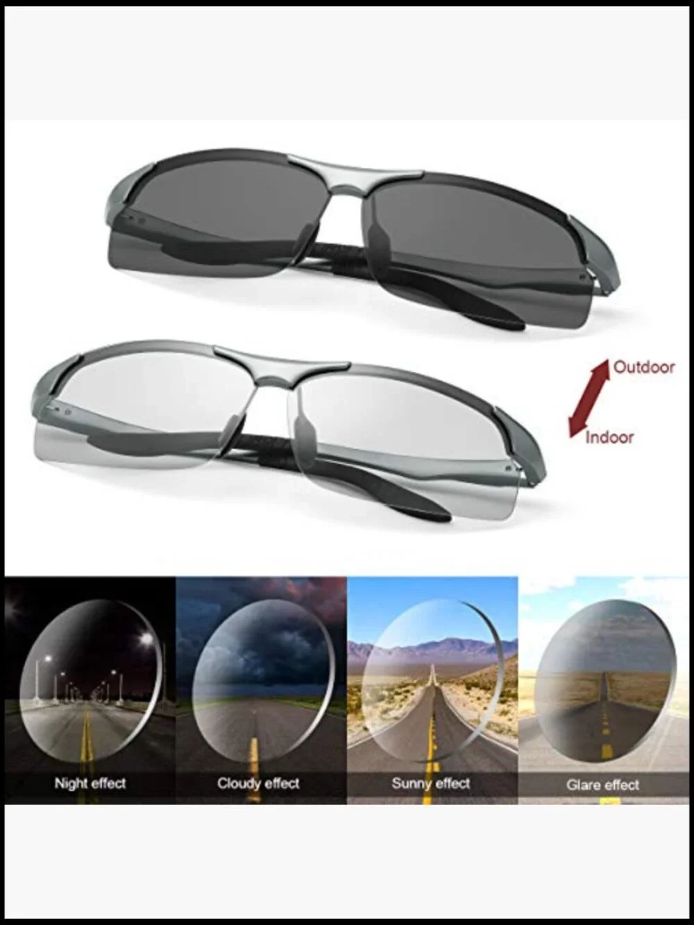 Polarized Photochromic Sunglasses UV400 Protection Anti Glare for Men Women